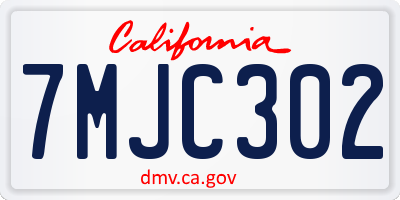 CA license plate 7MJC302