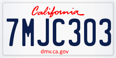 CA license plate 7MJC303
