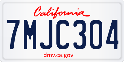 CA license plate 7MJC304