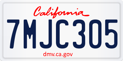 CA license plate 7MJC305