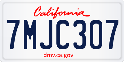 CA license plate 7MJC307