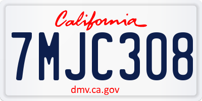 CA license plate 7MJC308