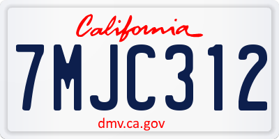CA license plate 7MJC312