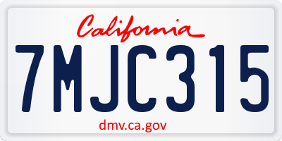 CA license plate 7MJC315