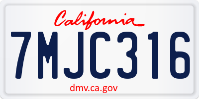 CA license plate 7MJC316