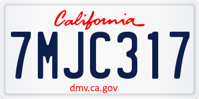 CA license plate 7MJC317