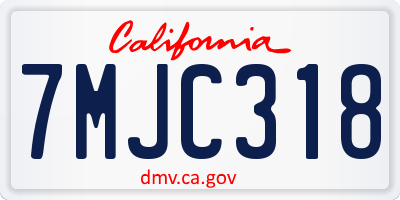 CA license plate 7MJC318