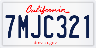 CA license plate 7MJC321