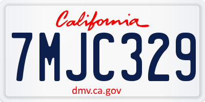 CA license plate 7MJC329