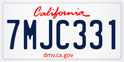 CA license plate 7MJC331