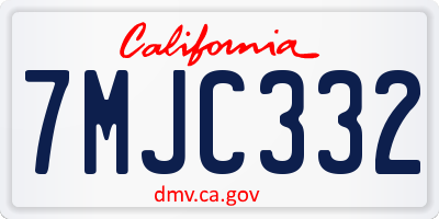 CA license plate 7MJC332