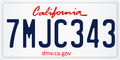CA license plate 7MJC343