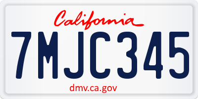 CA license plate 7MJC345
