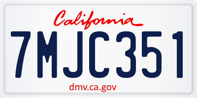 CA license plate 7MJC351