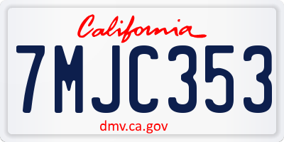 CA license plate 7MJC353