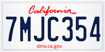 CA license plate 7MJC354