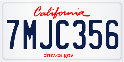 CA license plate 7MJC356