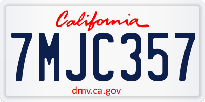 CA license plate 7MJC357