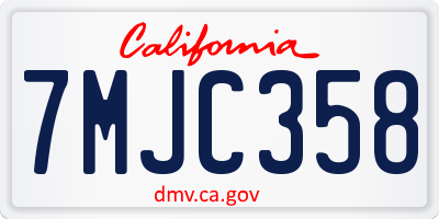 CA license plate 7MJC358