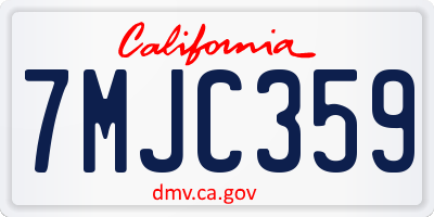 CA license plate 7MJC359