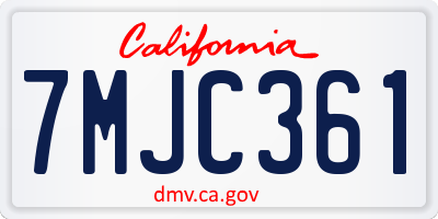 CA license plate 7MJC361