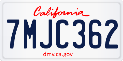 CA license plate 7MJC362