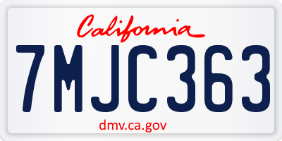 CA license plate 7MJC363
