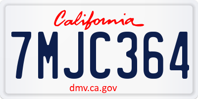 CA license plate 7MJC364