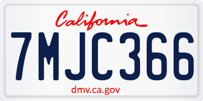 CA license plate 7MJC366