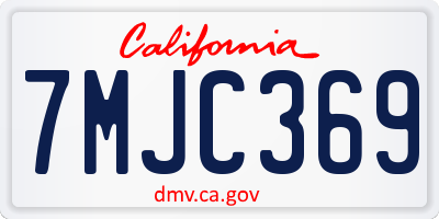CA license plate 7MJC369