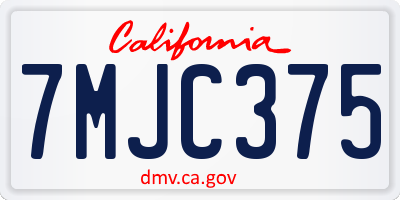 CA license plate 7MJC375
