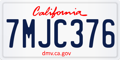 CA license plate 7MJC376