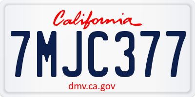 CA license plate 7MJC377