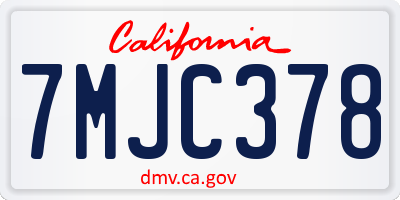 CA license plate 7MJC378