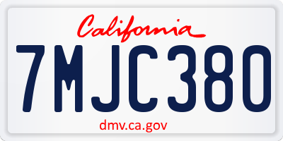 CA license plate 7MJC380