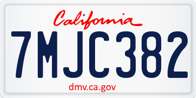 CA license plate 7MJC382