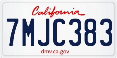 CA license plate 7MJC383
