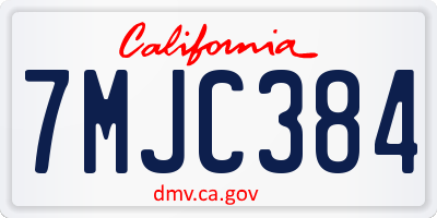 CA license plate 7MJC384