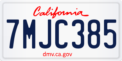 CA license plate 7MJC385