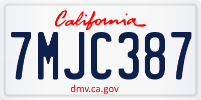 CA license plate 7MJC387