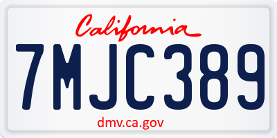CA license plate 7MJC389
