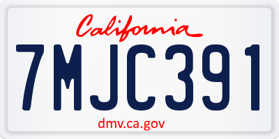 CA license plate 7MJC391