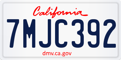 CA license plate 7MJC392