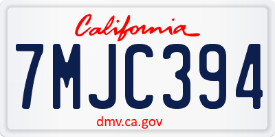 CA license plate 7MJC394