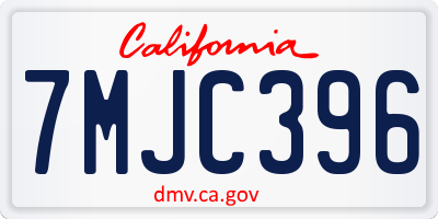 CA license plate 7MJC396