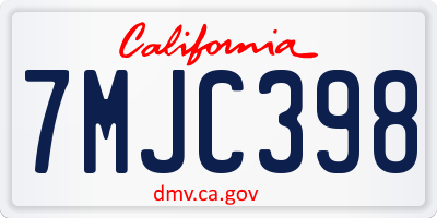 CA license plate 7MJC398