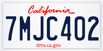 CA license plate 7MJC402