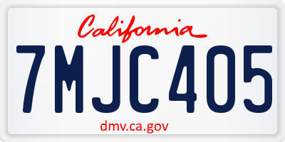 CA license plate 7MJC405