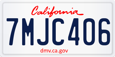 CA license plate 7MJC406