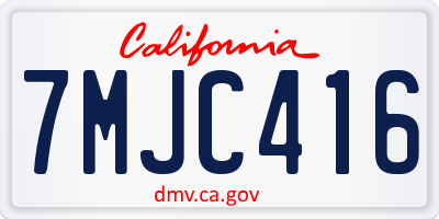 CA license plate 7MJC416